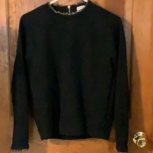 J. Crew Ruffle Sweatshirt Black Zip back animal print M - Medium